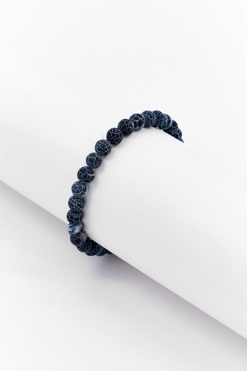 Steeltime Men Agate And Stainless Steel Lion Head Beaded Bracelet, Gray - Image 2